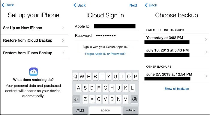 restore iphone from icloud