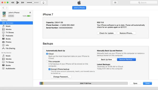 restore from itunes backup