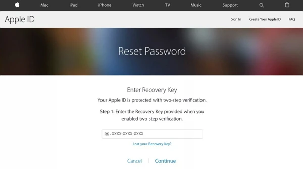 reset apple id password