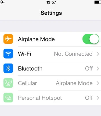 turn on airplane mode