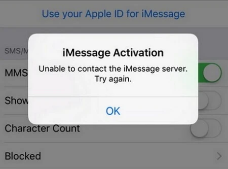 imessage cannot be activated