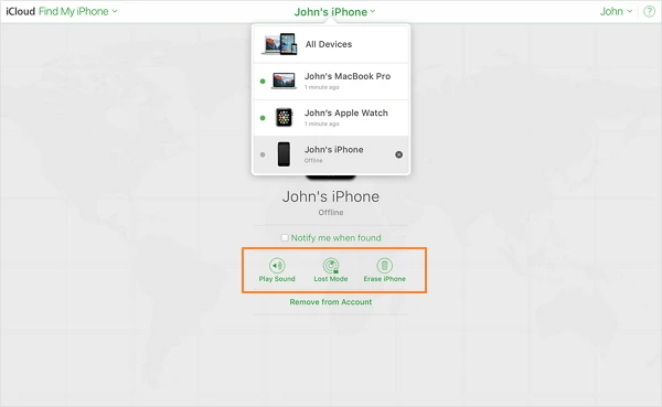 restore disabled iphone via icloud