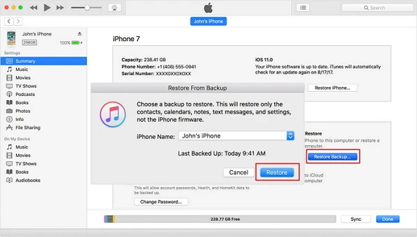 recover iphone data via itunes