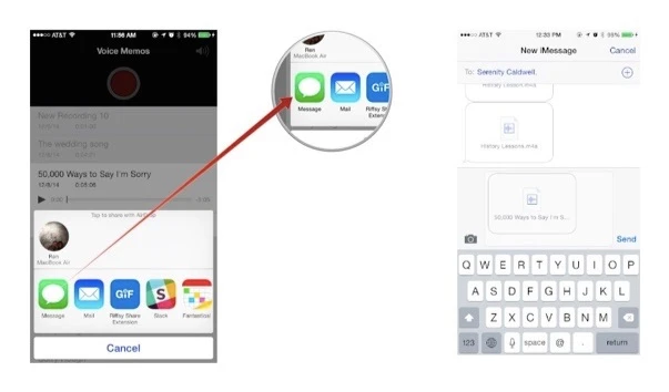 share voice memos via messages