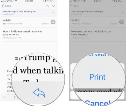 print messages from iphone via email