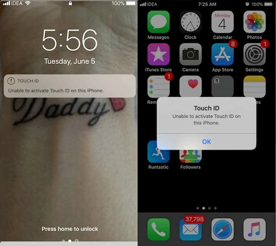 unable to activate touch id on this iphone