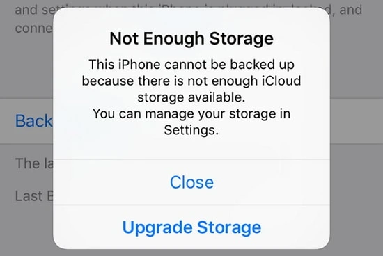 insufficient icloud storage