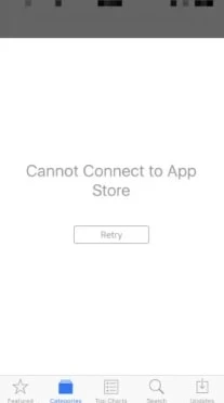 connot connect to app store