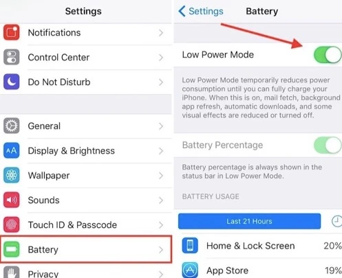 turn off low power mode