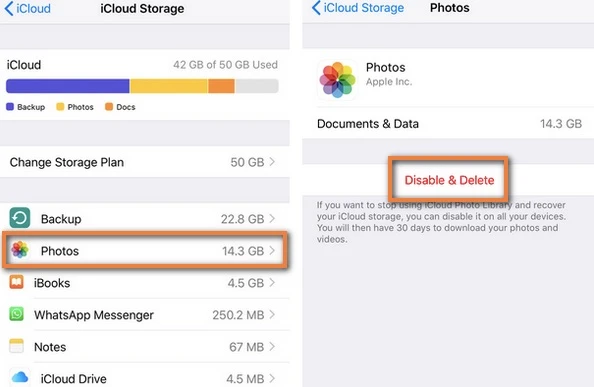 disable and delete icloud photos