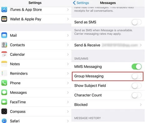 disable group messaging iphone
