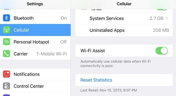 turn off wifi assist