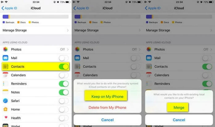 enable contacts in icloud