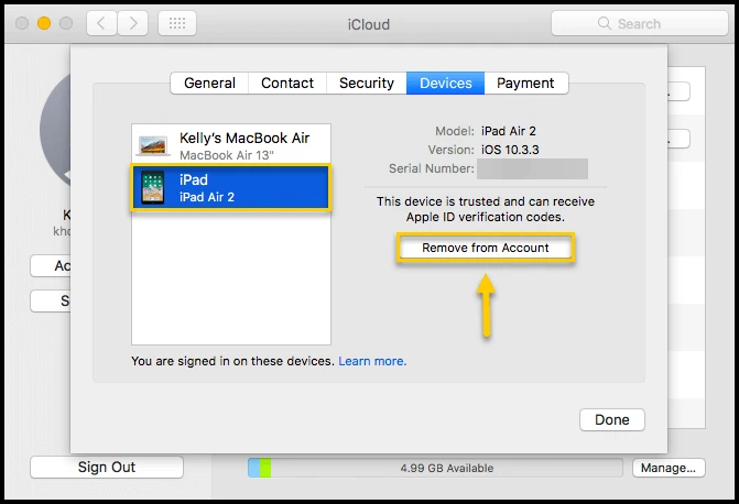 remove device from icloud on mac