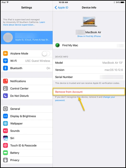 remove device from icloud