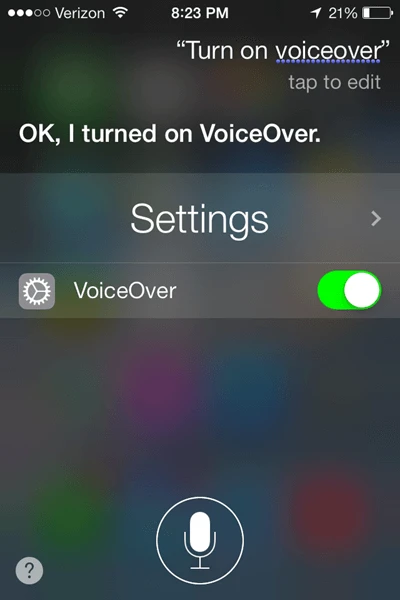 turn on voiceover