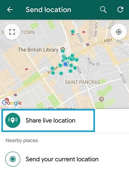 share live location whatsapp