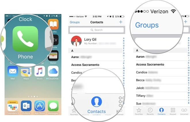 contacts group iphone