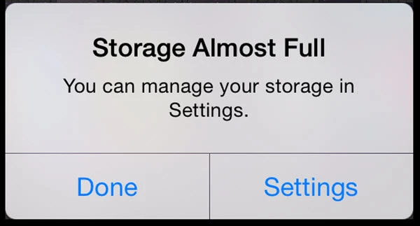 iphone storage almost full