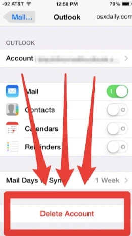 delete mail account iphone