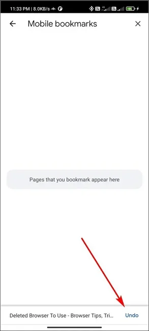 recover android bookmarks chrome using undo option