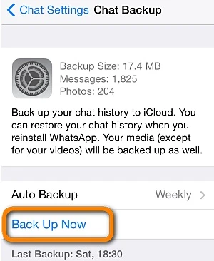 backup whatsapp on iphone