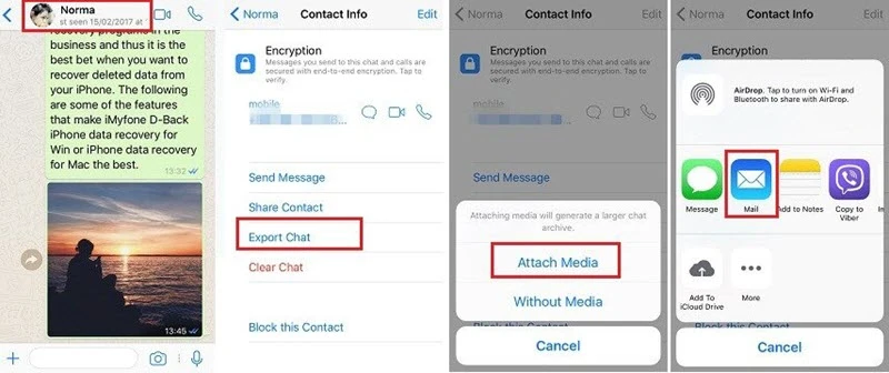 export whatsapp chat via email