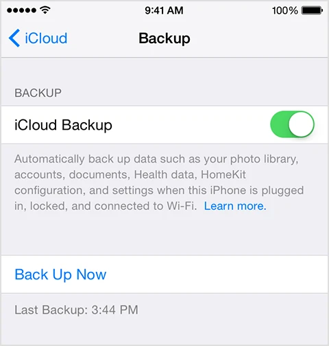 disable and enable icloud backup