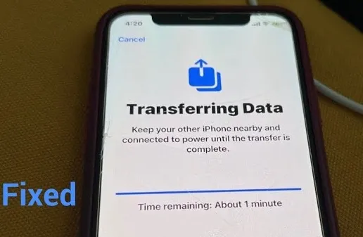 iphone data transfer stuck on 1 minute