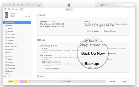 backup iphone