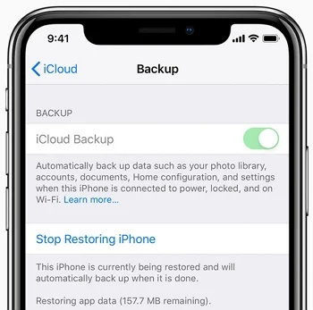 stop restoring iphone from icloud