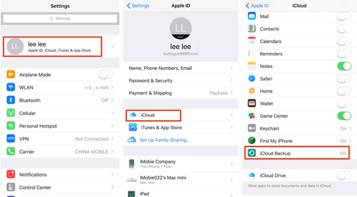 enable icloud backup