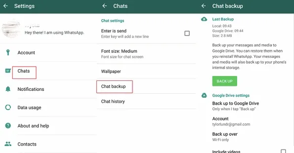 backup whatsapp on android