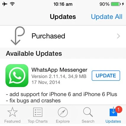 whatsapp update iphone