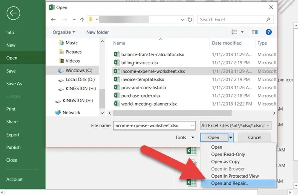 repair corrupted excel