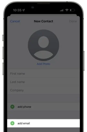 add email address to iphone contact