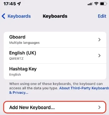 add new keyboard