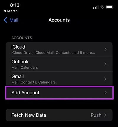 add mail account on iphone