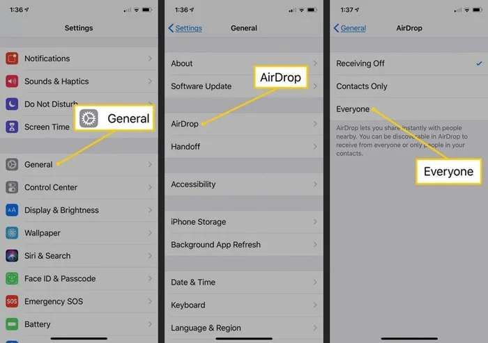 adjust airdrop settings on iphone