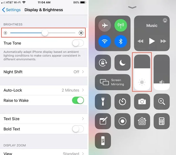 adjust brightness iphone