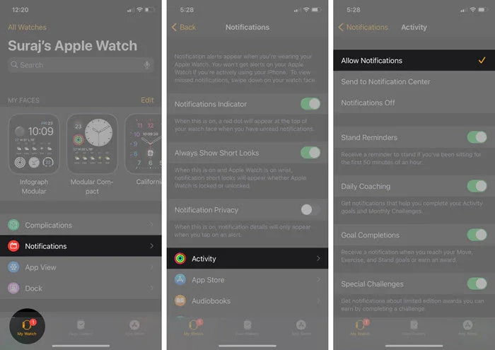 allow apple watch notifications on iphone