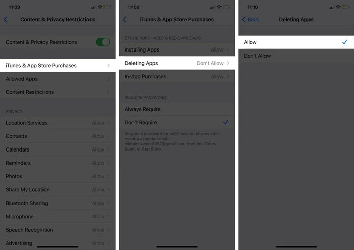 allow deleting apps on iphone