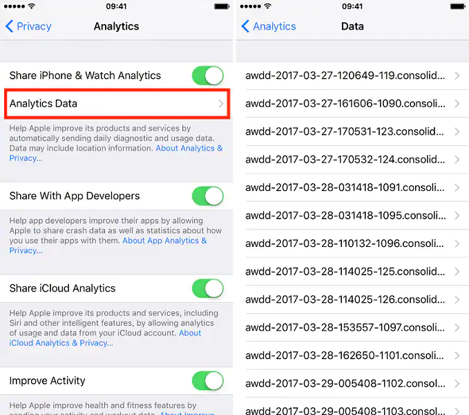 analytics data iphone