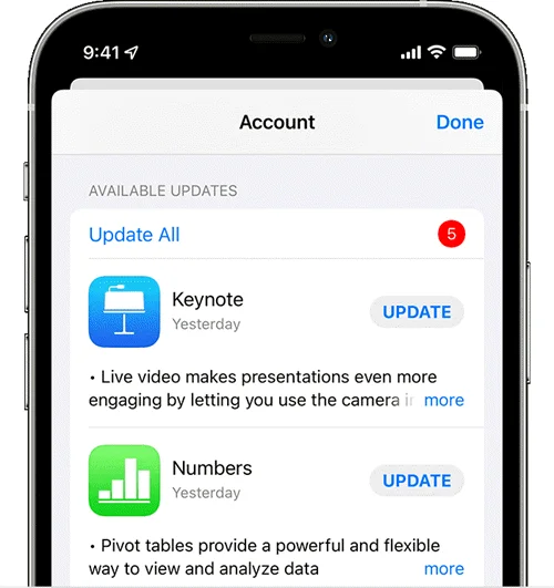 update apps on iphone
