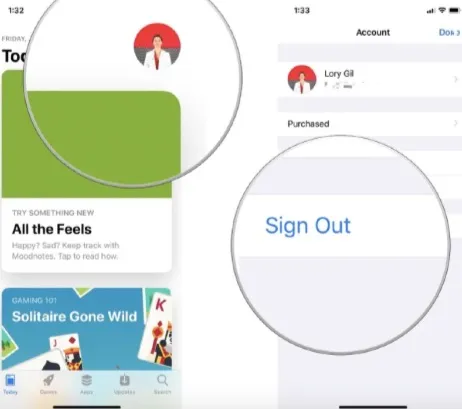 app store sign out iphone