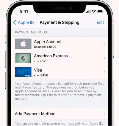 check apple id payment information