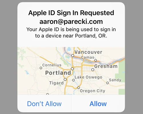 apple id sign in requested