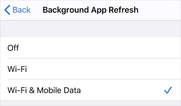 background app refresh settings