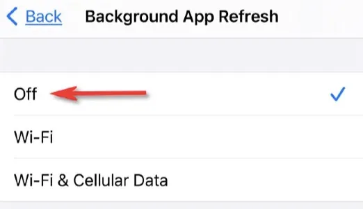 turn off background app refresh