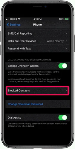 check blocked contacts on iphone